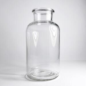 Vintage Wide Neck Rolled Rim Chunky Bottle Vase, Clear Glass (EUC)